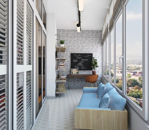 Loggia tasarımı - bir loggia düzenleme fikrinin fotoğrafı